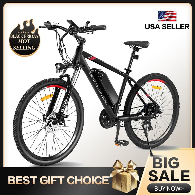 DRIFT.SLIDE Electric Bike for Adults with 500W Peak Motor, 20 MPH 21 Speed Commuting Electric Mountain Bike with 36V Removable Battery Up to 43 Miles, Front Suspension