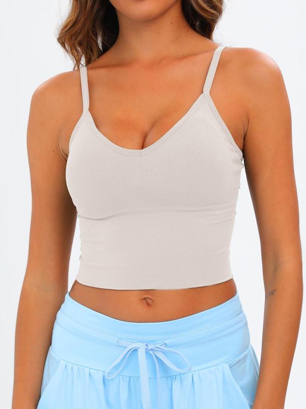 Women's Plain Criss Cross Backless Sports Bra, Solid Crop Sports Top, Women Sport & Outdoor Clothing, Ladies Sportswear Clothing for Indoor Outdoor Wear