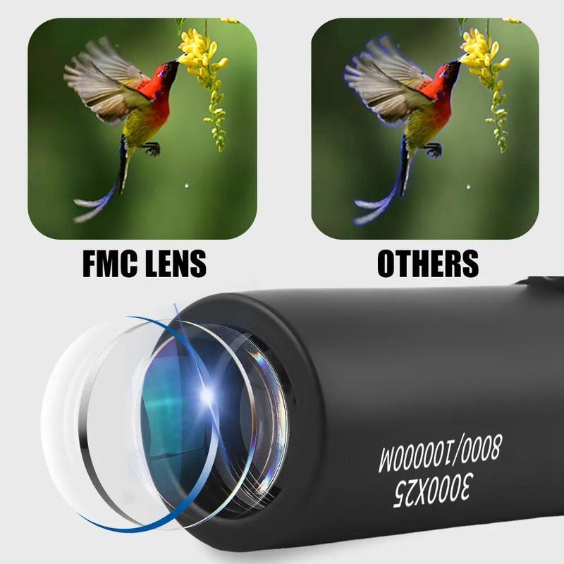 3000x25 HD Monocular Telescope, Portable Mini Monocular Telescope, Monocular Telescope for Outdoor Travel, Concerts and Fishing, Outdoor Camping and Hiking Equipment