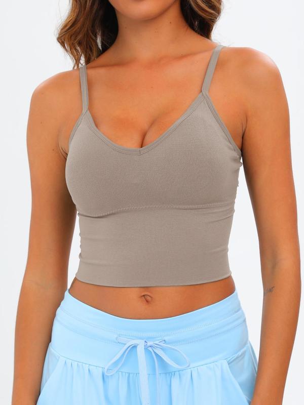 Women's Plain Criss Cross Backless Sports Bra, Solid Crop Sports Top, Women Sport & Outdoor Clothing, Ladies Sportswear Clothing for Indoor Outdoor Wear