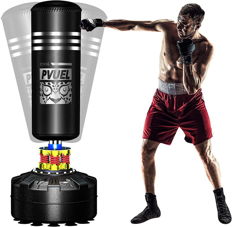 Heavy Boxing Bag Punching Bag Training MMA Kickboxing Freestanding with Suction Cup Base Gloves   Hanging Punching Bag