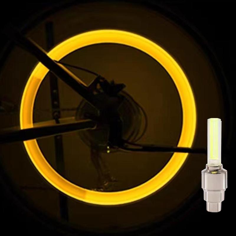 2pcs Bike Wheel Light, LED Light Tire Valve Cover Flashlight For Front & Rear Wheels