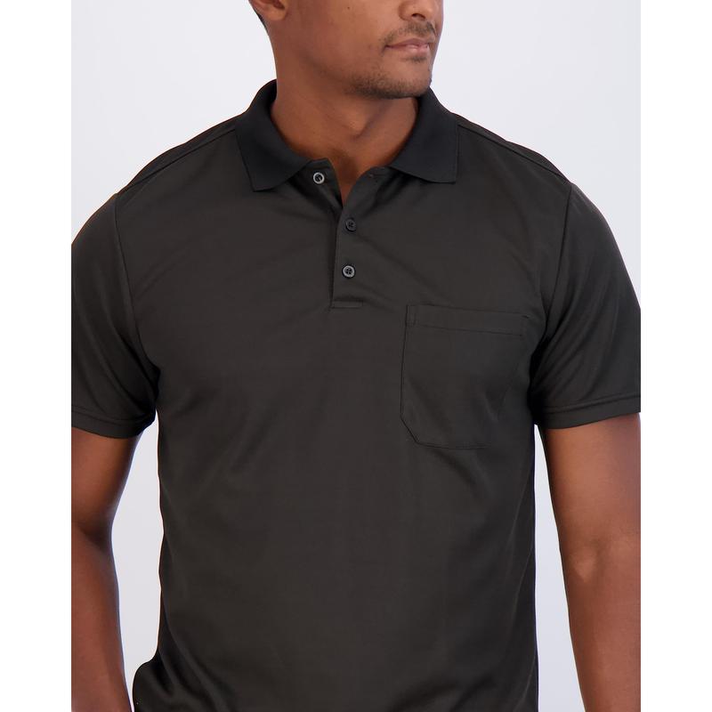 Real Essentials 3 Pack: Mens Short Sleeve Dry-Fit Collared Polo Shirt with Pocket - Active Casual (Available Big & Tall)