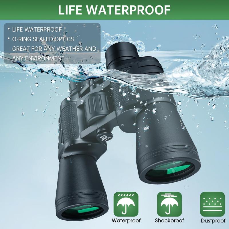 20x50 High Powered Binoculars for Adults, Waterproof Compact Binoculars with Low Light Vision for Bird Watching Hunting Football Games Travel Stargazing Cruise with Carrying Bag