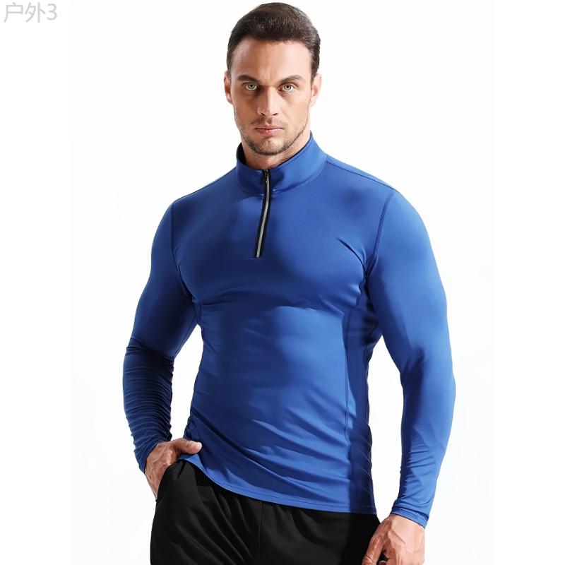 Autumn & Winter Essential: Men's Quick-Dry Breathable Long Sleeve Half-Zipped Athletic Sweatshirt for Sports