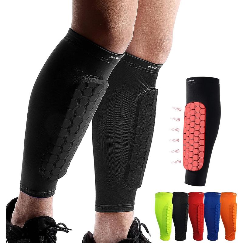 HiR Soccer Shin Guards Shin Pads for Kids Youth Adult, Calf Compression Sleeve with Honeycomb Pads, Support for Shin Splint Baseball Boxing Kickboxing MTB, Lightweight(1PAIR)