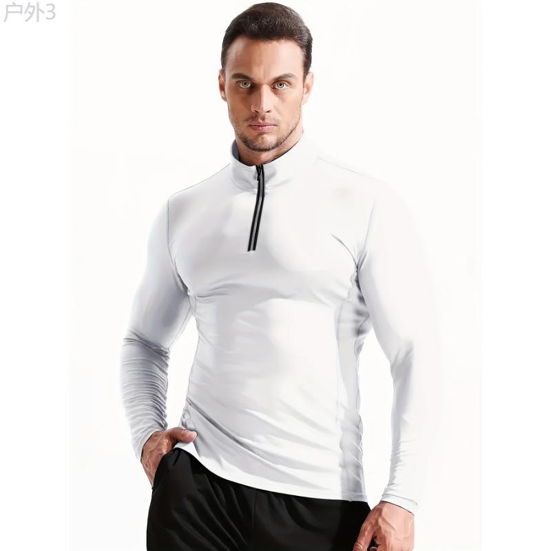 Autumn & Winter Essential: Men's Quick-Dry Breathable Long Sleeve Half-Zipped Athletic Sweatshirt for Sports