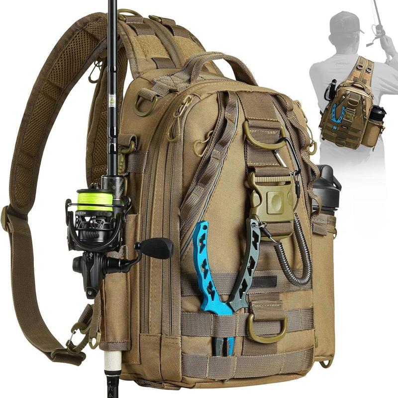 Fishing Tackle Backpack with Rod and Gear Holder, Lightweight Outdoor Water-Resistant Fishing Shoulder Storage Bag