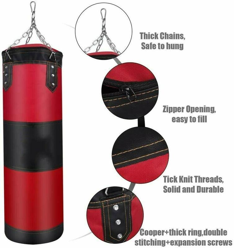 Punching Bag for Adults,Men,Women,Kids, Hanging Punching Bag with Boxing Gloves, Chains, Wristband, Heavy Boxing Bag for Training, Karate, Kickboxing, Muay Thai -Unfilled