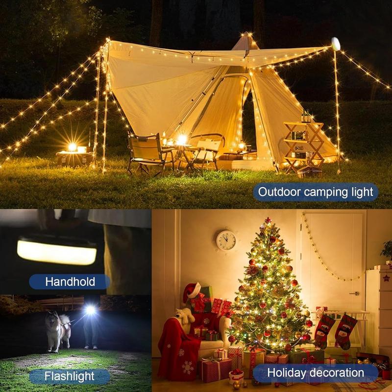 <Local Delivery>Camping String Lights, Rechargeable 4 in1 Outdoor String light with 8 Lighting Modes forCamping, Hiking, Holiday Christmas Decoration