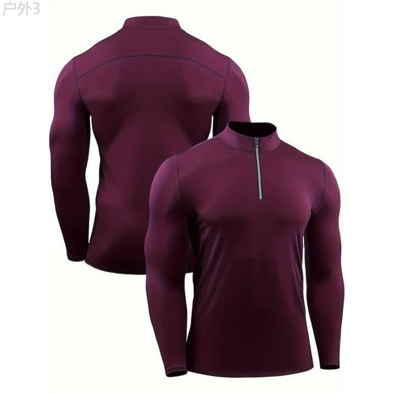 Autumn & Winter Essential: Men's Quick-Dry Breathable Long Sleeve Half-Zipped Athletic Sweatshirt for Sports