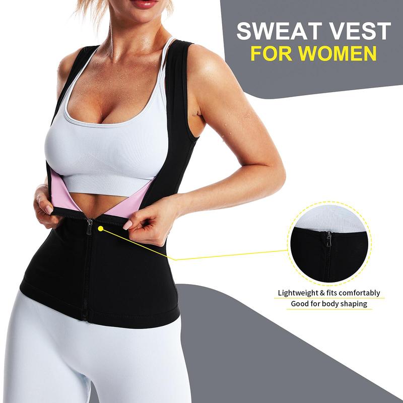 Sauna Suit Sweat Vest for Women, Waist Trainer Sweat Vest for Women Fitness Body Shaper with Zipper