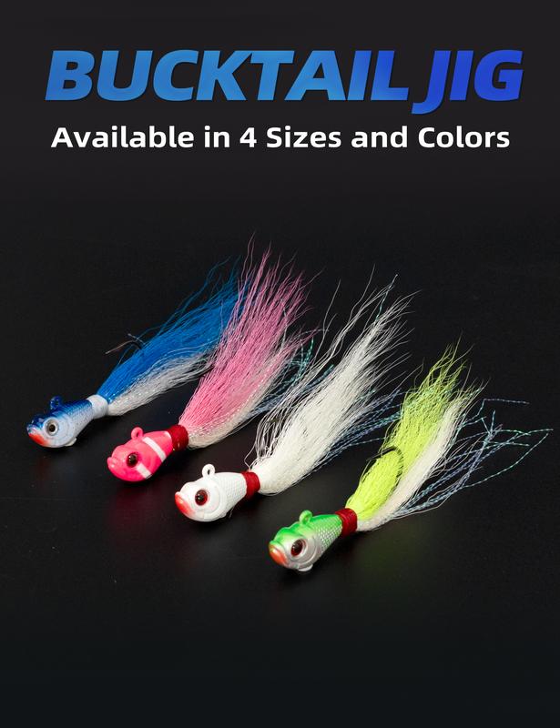 BLUEWING Bucktail Jig 2pcs Lead Head Jig Saltwater Fluke Lure Hair Jig for Bluefish, Bass Fishing