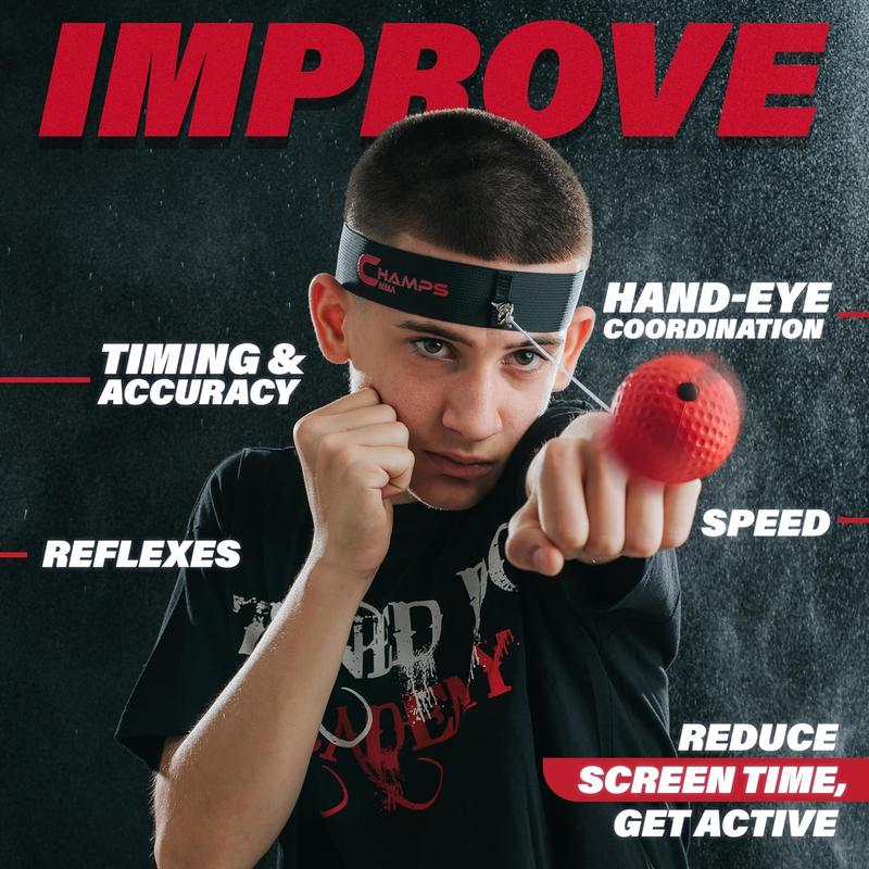 Boxing Reflex Ball Set with Punch Counter App– 4 Boxing Balls with Varying Weights, Headband and 4 Spare Strings to Improve Speed, Hand-Eye Coordination for Men, Kids Boxing Equipment MMA Gear Gift