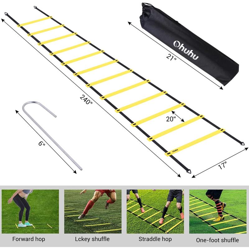 Agility Ladder Speed Training Set 12 Rung 20Ft Exercise Ladders with Ground Stakes for Soccer Football Boxing Footwork Sports Fitness Training Ladder with Carry Bag - FAST 2-3 day delivery