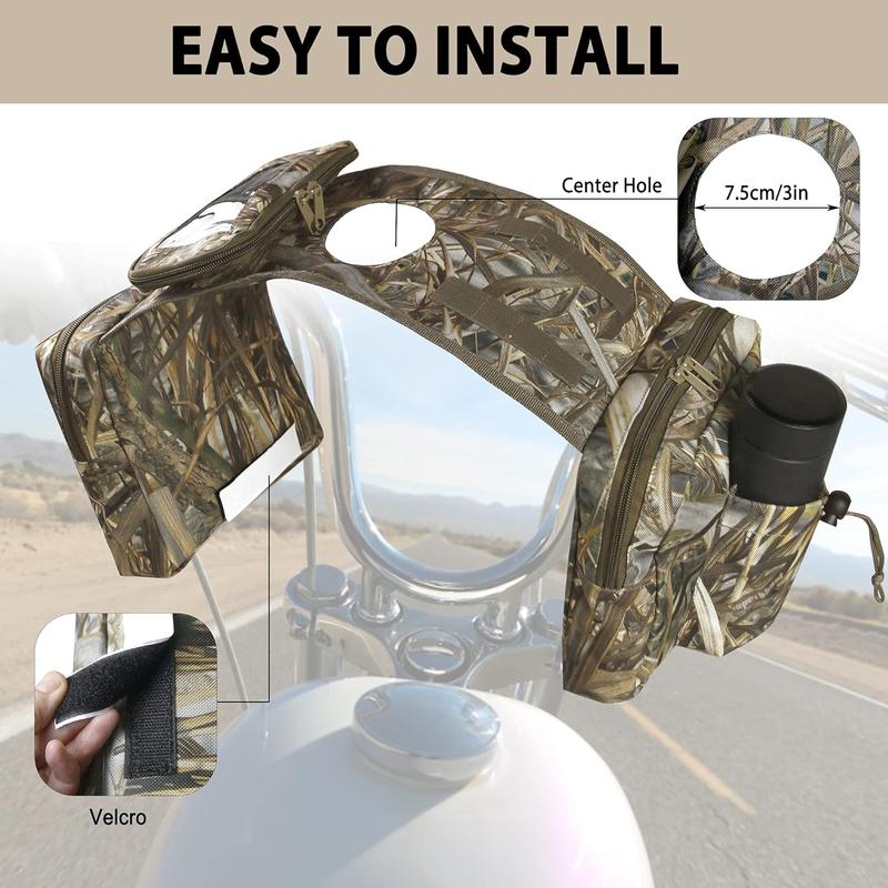 ATV Saddle Bag,Cargo Tank Phone Bag Storage Luggage for ATV UTV Snowmobile Motorcycle (Camo1)