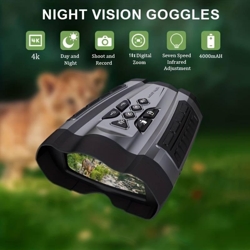 [Night Vision Binoculars]Single Pack Ultra HD 1080P Infrared Night Vision Binoculars, 10X Digital Zoom, Portable Dual-Use Day & Night Scope, 25mm Objective Lens, High-Index Plastic, with 4000mAh Battery, 7 Adjustable Modes, USB Rechargeable for Hunting