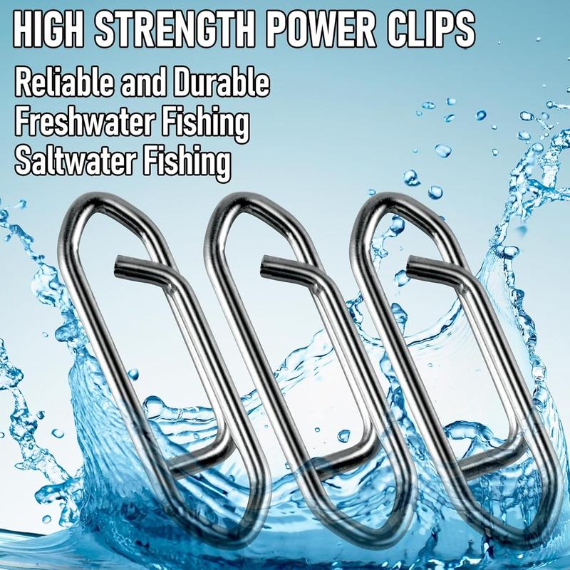 50-Pack Fishing Power Speed Clips, High Strength Stainless Steel Speed Clip for Fishing Lure Quick Change, Freshwater Saltwater Crankbait Popper Lures Quick Snap Connector Tackle