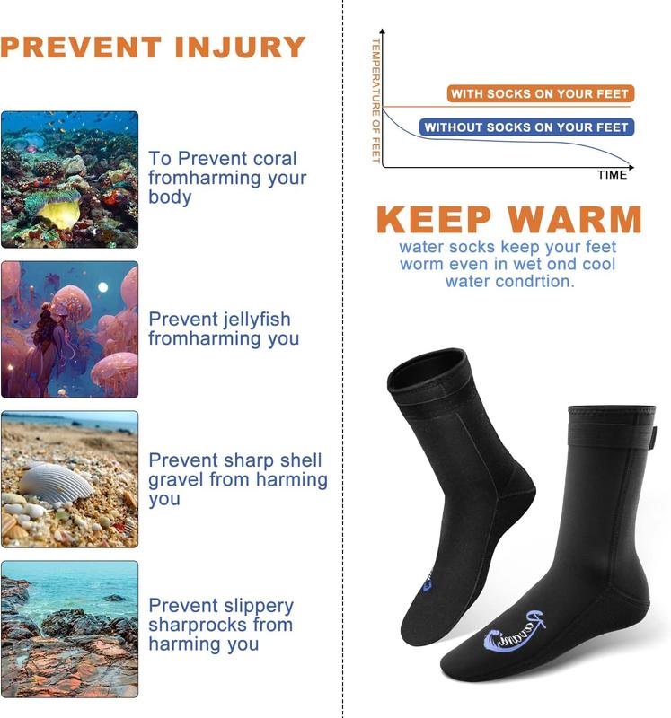 Neoprene Wading Socks,Dive Socks Men Women,Ottman Fabric Sole Provides Extra Durability