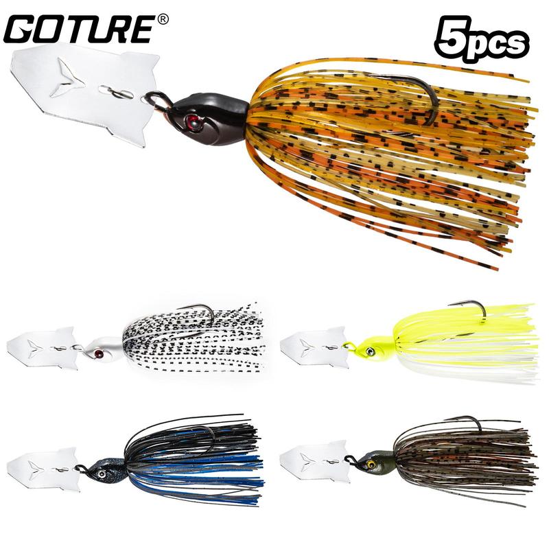 Fishing Lure, 5 Counts box Buzzbaits Spinnerbaits Topwater Jigs Lures, Fishing Accessories for Freshwater Saltwater Bass Trout Pike