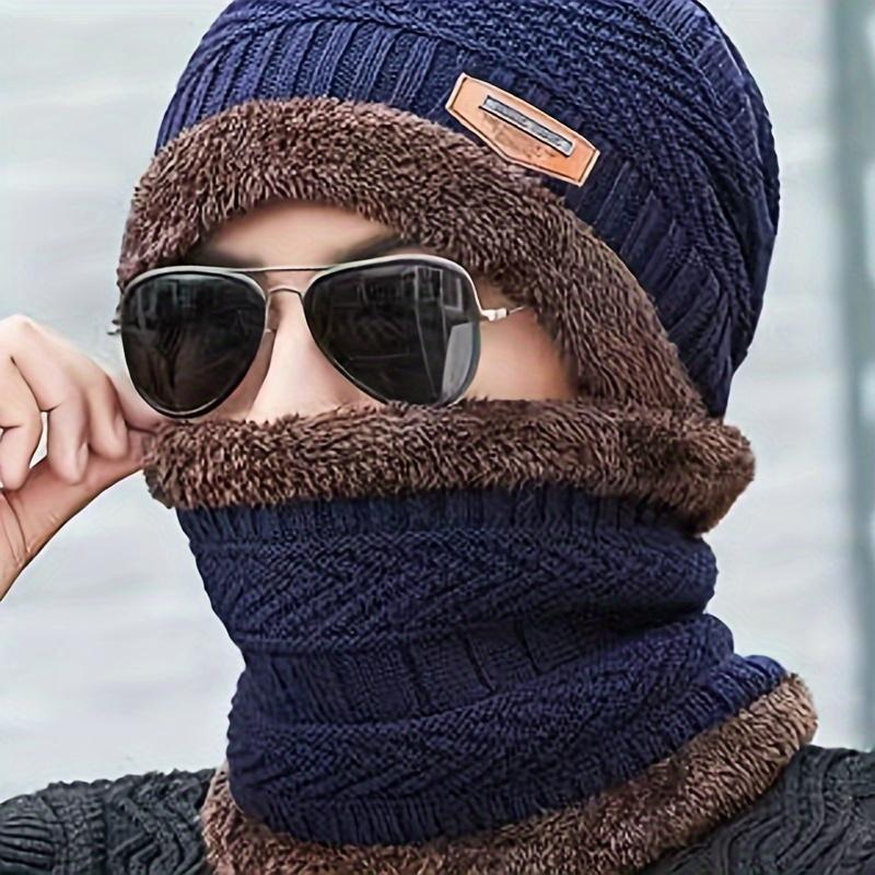 2 Pieces Winter Outdoor Cycling Anti-cold Ear-warming Protection Knitted Hat And Neck Gaiter Set, Outdoor Sports Commuting Warm Hat For Men And Women