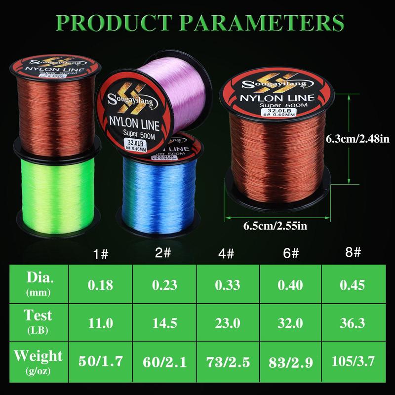 Abrasion Resistance Fishing Line, 1 Roll Sturdy Nylon Fishing Line, Professional Fishing Accessories for Outdoor, Flyfishing, Solocamping, picnicaesthetic