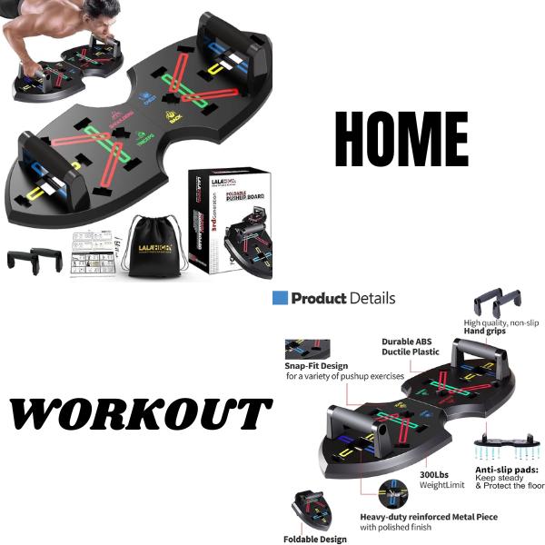 Portable Home Gym System for Men and Women: Push Up Board, Different Fitness Accessories with Resistance Bands dynamic handles and nonslip pads