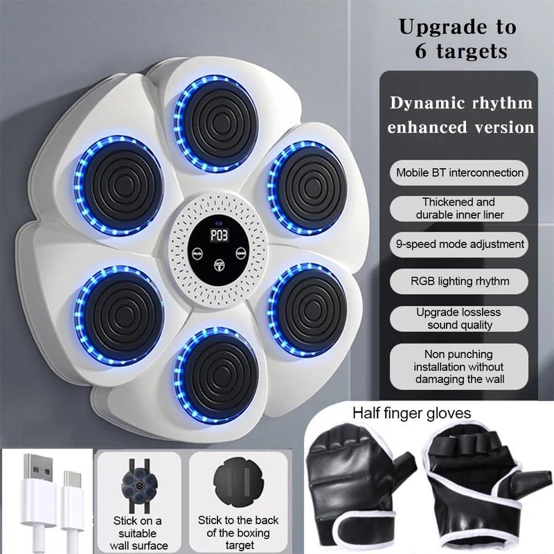 Music Boxing Machine Smart Bluetooth-Compatible Boxing Reaction Wall Target RGB Light Home Exercise Punching Training Equipment