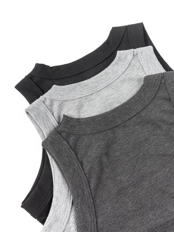 Women's Basic Solid Sports Tank Top, Casual Crew Neck Sports Vest Top for Yoga Gym Workout, Women Sport & Outdoor Clothing for Summer 2024