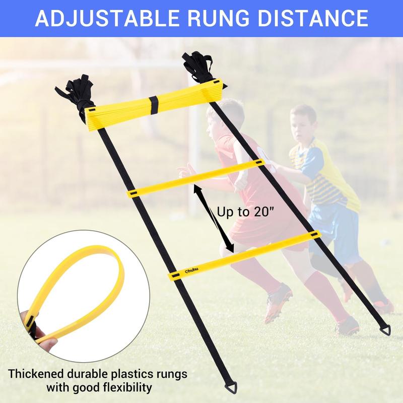 Agility Ladder Speed Training Set 12 Rung 20Ft Exercise Ladders with Ground Stakes for Soccer Football Boxing Footwork Sports Fitness Training Ladder with Carry Bag - FAST 2-3 day delivery