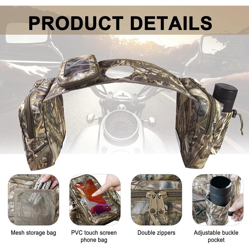 ATV Saddle Bag,Cargo Tank Phone Bag Storage Luggage for ATV UTV Snowmobile Motorcycle (Camo1)