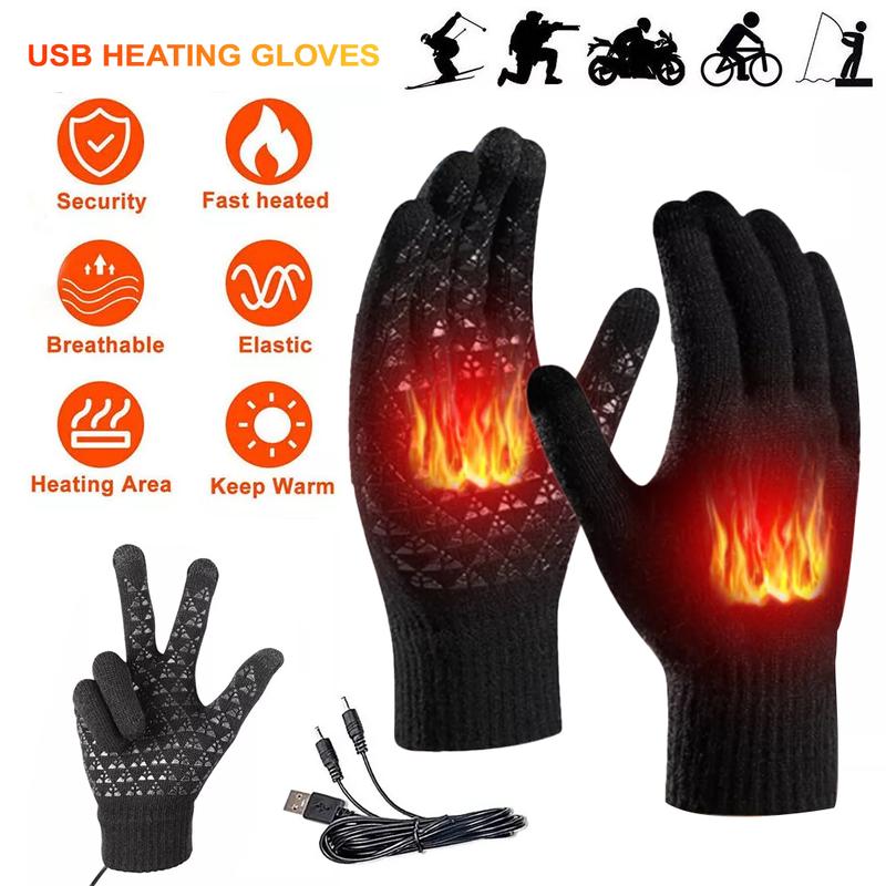 Heated Glove Liners for Men, Rechargeable Electric USB Heated Gloves, Winter Warm Glove Liners, Thin Gloves Riding Ski Snowboarding Hiking Cycling Hand Warmers