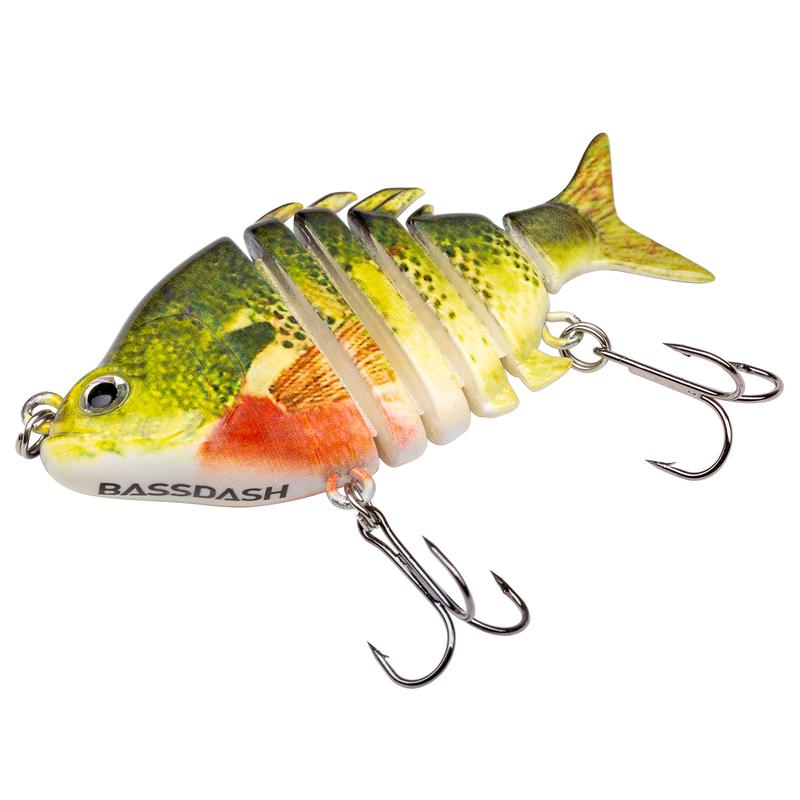 Bassdash SwimPanfish 2.5” 0.34oz Hard Bluegill Swimbaits Multi Jointed Topwater Trout Bass Fishing Crank Lure