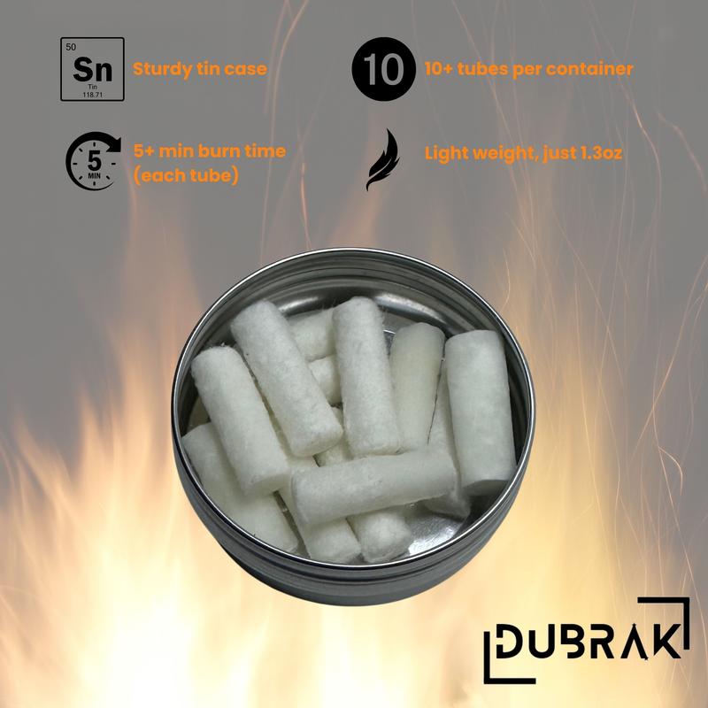 Dubrak Ecofriendly Quick Start Tubes for Camping, Bushcraft, Hunting, and Survival