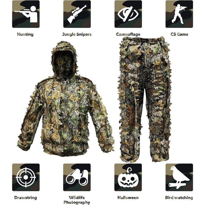 Upgrade Ghillie Suit Outdoor 3D Lifelike Super Lightweight Hooded Camouflage Clothing Jungle Woodland