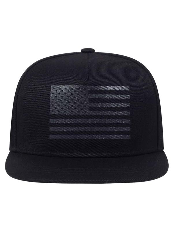 Classic USA Flag Embroideried Baseball Cap, Adjustable Flat Brim Snapback Hat, Fashion Clothes Accessories For Men & Women