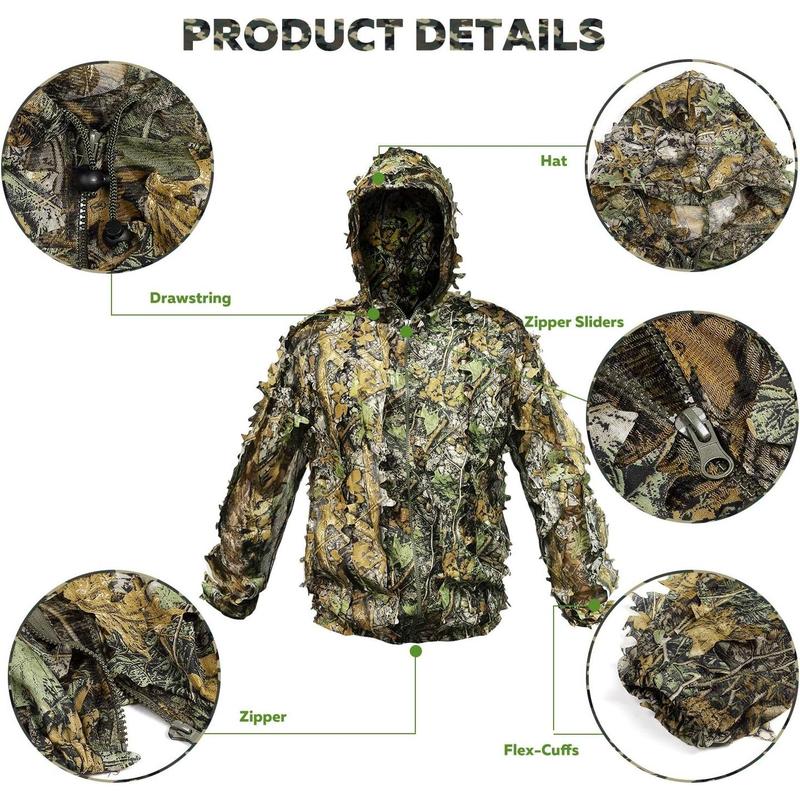 Upgrade Ghillie Suit Outdoor 3D Lifelike Super Lightweight Hooded Camouflage Clothing Jungle Woodland