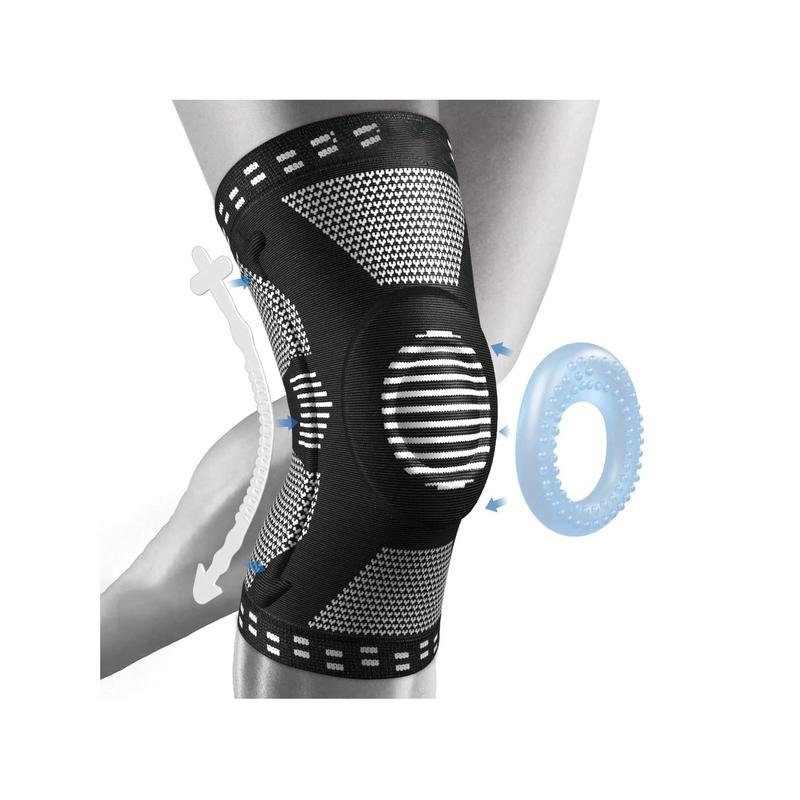 1pc Professional Knee Brace, Pressurized Silicone Shock Absorbing Knee Pads, Knee Support With Patella Pad And Side Stabilizers, Compression Knee Sleeve For Meniscus Tear, Runner, Workout