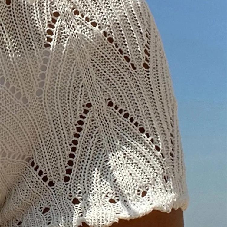 Women's Hollow Out Crochet Knit Swim Shorts with Drawstring Elastic Waist - Sexy Cover Up Shorts