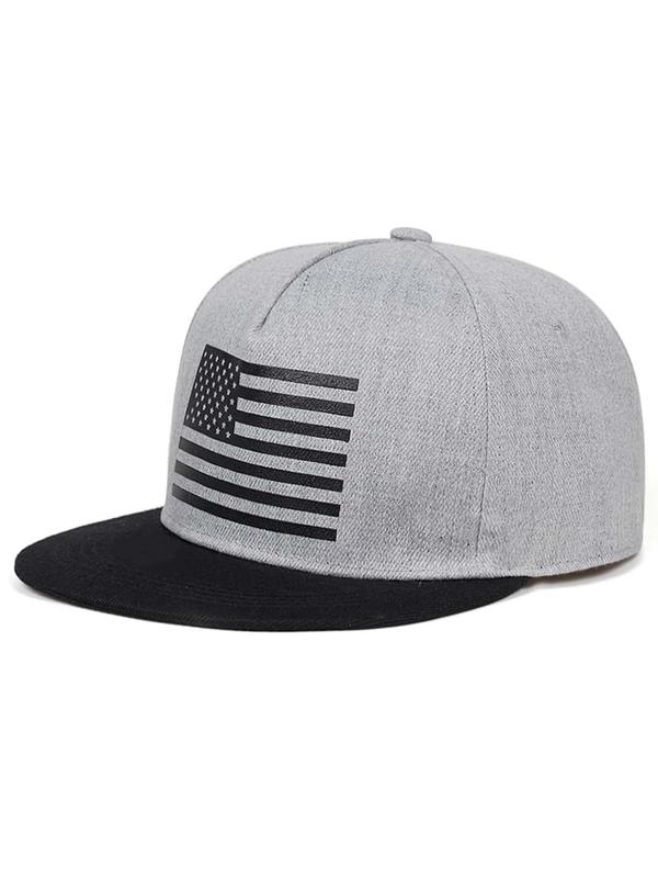 Classic USA Flag Embroideried Baseball Cap, Adjustable Flat Brim Snapback Hat, Fashion Clothes Accessories For Men & Women