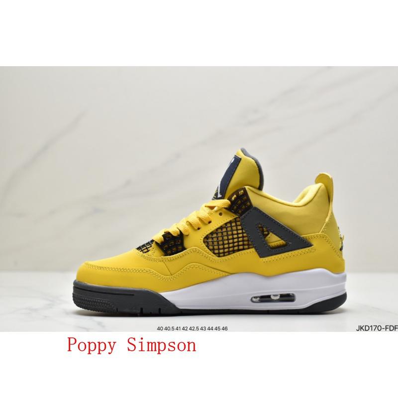 Jordan 4 yellow black suede fashionable retro anti slip shock-absorbing versatile sports shoes