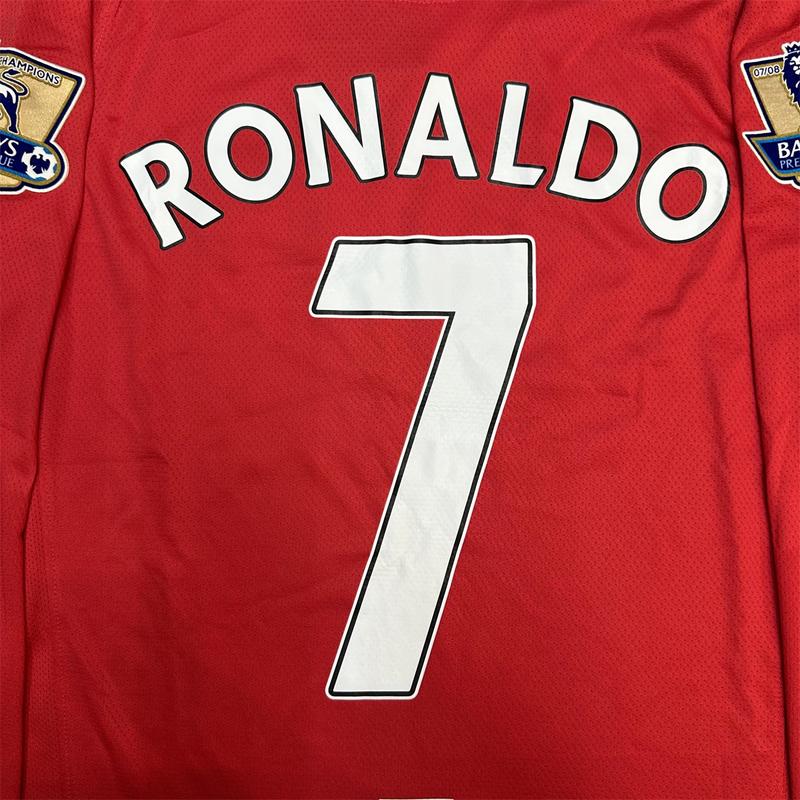 Manchester Ronaldo cr7 Soccer jersey retro Long sleeve red Away