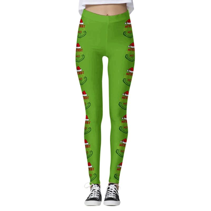 Merry Grinchmas Leggings, Christmas party costume leggings, Christmas leggings, leggings for women, gym pants, butt-lifting sports leggings