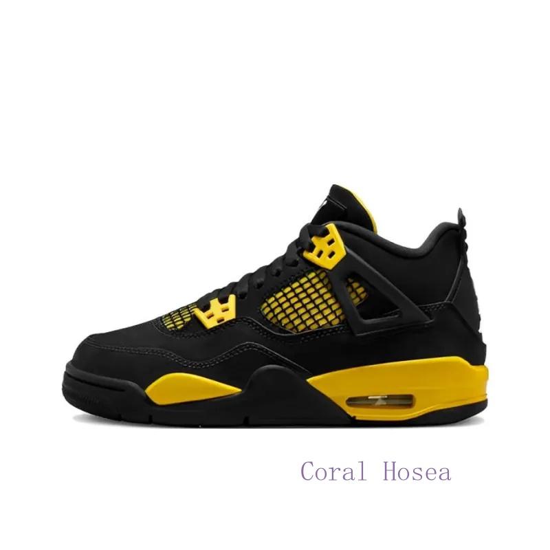 Jordan 4 popular black and yellow Thunder style retro casual shoes, anti slip, wear-resistant, and shock-absorbing, versatile basketball sports shoes Hot Selling