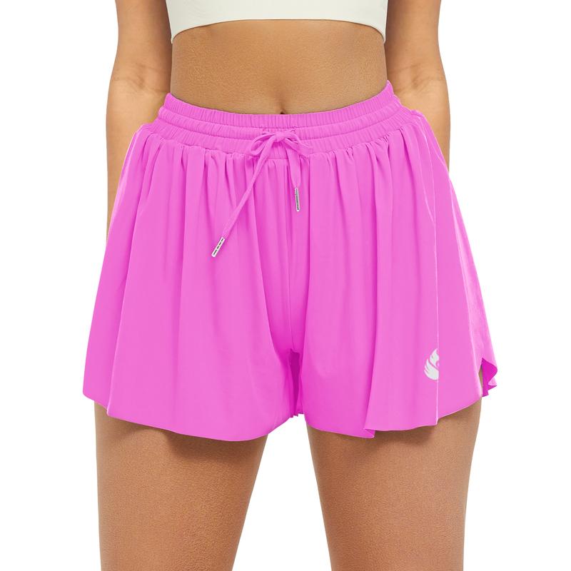 Fireswan Flowy Athletic Shorts for Women Butterfly Running Shorts with Pockets Gym Workout Yoga Tennis Spandex Preppy Skorts