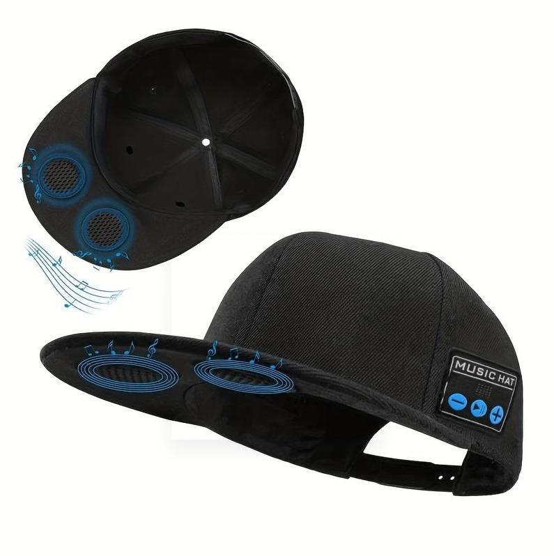 Black adjustable hat wireless bluetooth music speaker hat sports outdoor trend hip hop hat