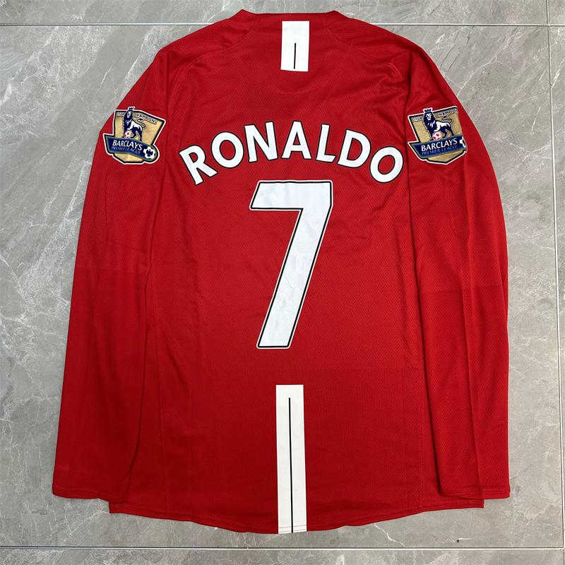 Manchester Ronaldo cr7 Soccer jersey retro Long sleeve red Away