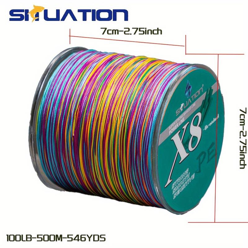 Water situation 300M 328YDS 500M 546YDS super strong fishing line, 8-strand multi wire PE wear-resistant braided line, 12 25 40 60 80 100 LB smooth long casting 100% Pe colorful woven fishing line incredible super line zero stretch 10000  fishing line