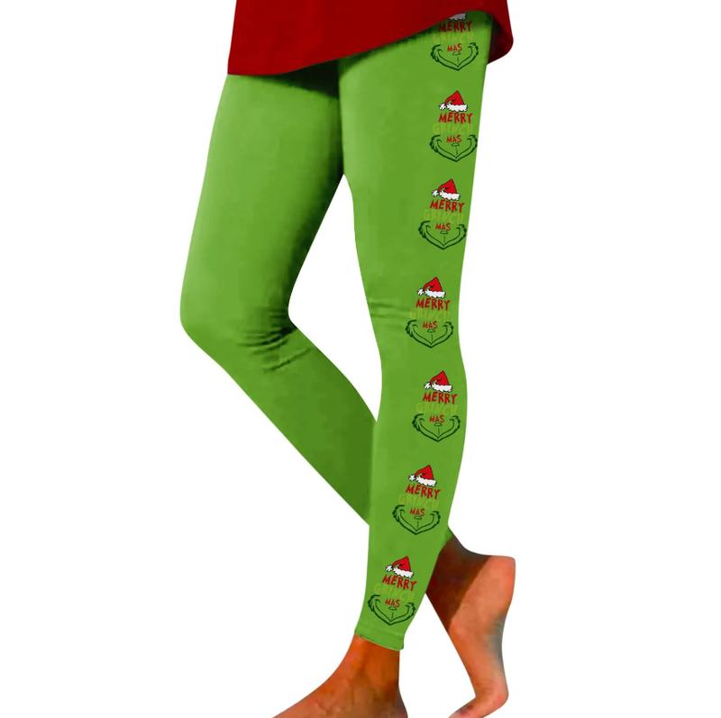 Merry Grinchmas Leggings, Christmas party costume leggings, Christmas leggings, leggings for women, gym pants, butt-lifting sports leggings