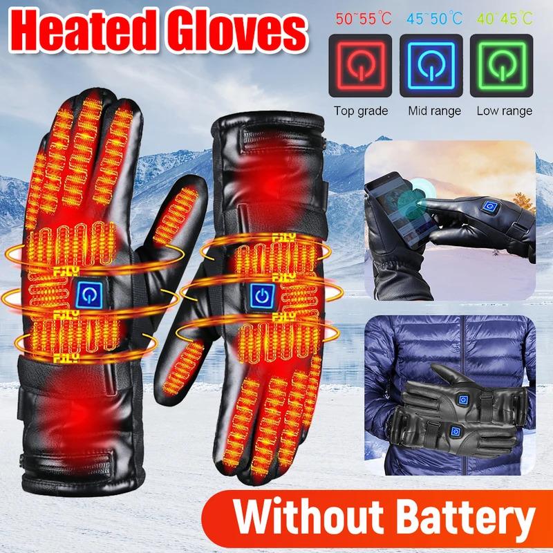 Rechargeable Heated Gloves 3 Temperature Levels Waterproof Heating Gloves Cold Weather Gloves for Outdoor Cycling Skiing Hiking